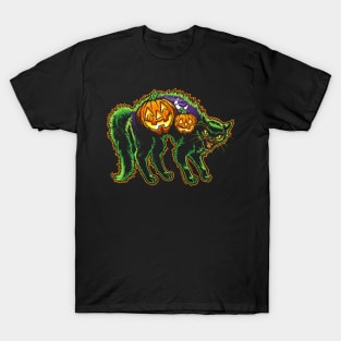 Halloween Black Cat with Pumpkin Scene T-Shirt